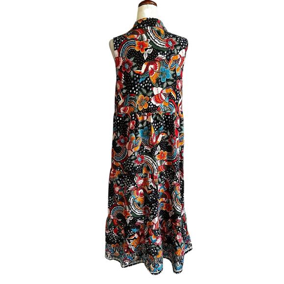Margaux Riviera Multicolor Batik Collared Maxi Dress Women's Size Medium | 21-15 - Picture 2 of 7